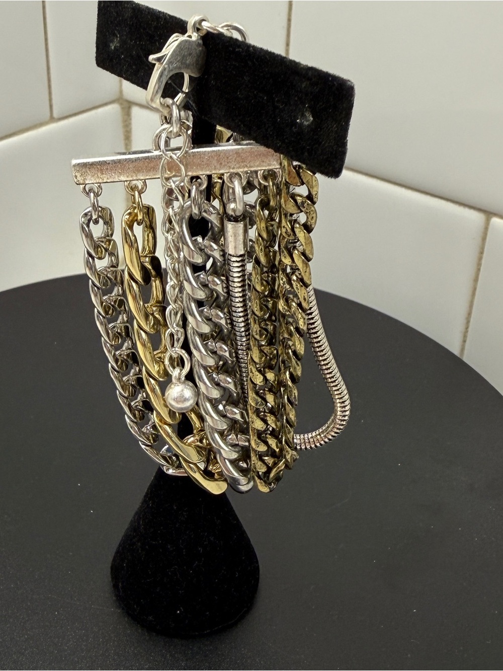 Jenny Bird Austin Mixed Metal 5 Strand Chain Bracelet Gold Silver - Picture 3 of 7